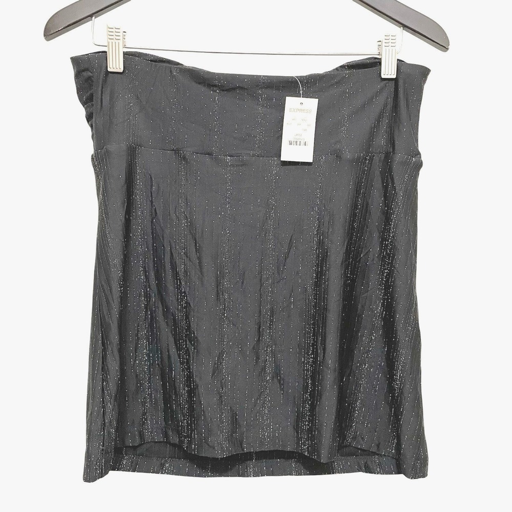 Vintage NWT EXPRESS Tube Top Strapless Black Silver Sparkly Large Y2K Club Party - Picture 7 of 12